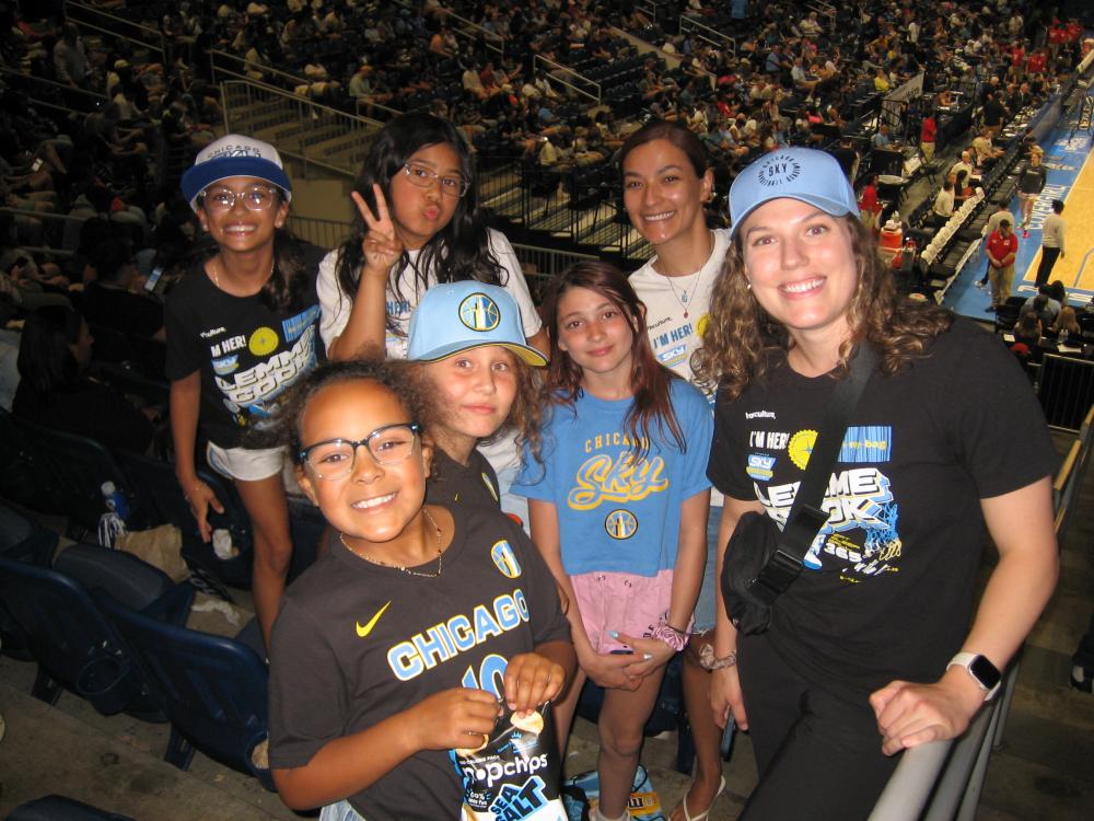 Girls Basketball Team at Sky Game
