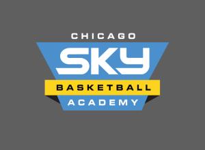 Chicago Sky Basketball Academy logo surrounded by Flow and Chicago Sky logos
